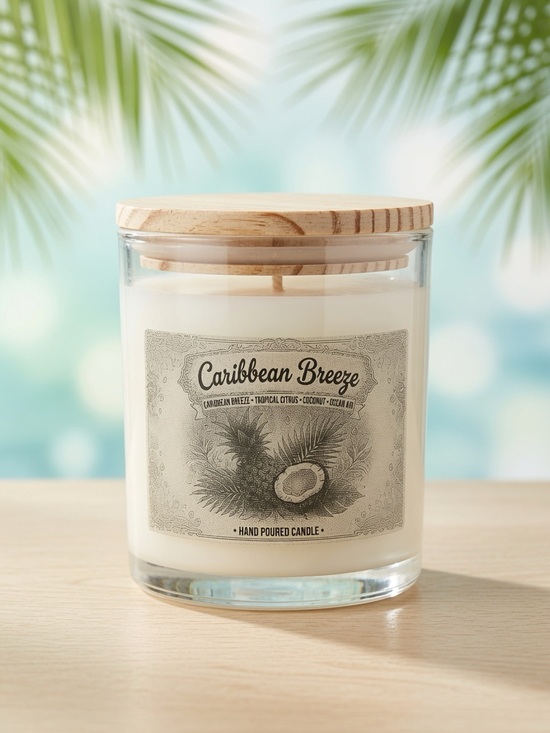Hand Crafted Other - 9oz Caribbean Breeze- Tropical Citrus Ocean Soy Wax Candle
